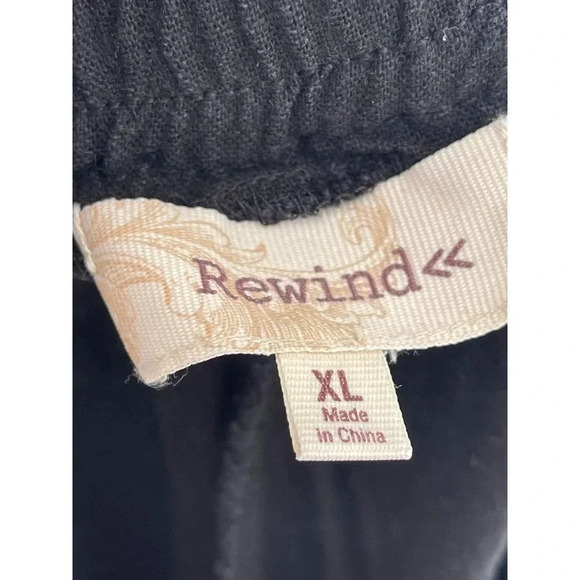 Rewind Womens Elastic Waist Drawstring Loose Linen Trouser Black Sz XL - Picture 9 of 9